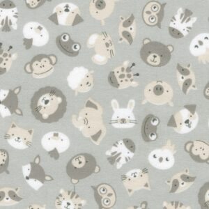 Robert Kaufman - Cozy Cotton Flannel Fog Animals
