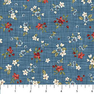 Northcott - Farmhouse Blue Linen Small Floral
