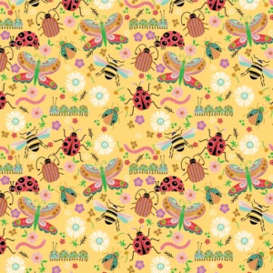 Poppie Cotton - Hey Love Bug Yellow Bugs