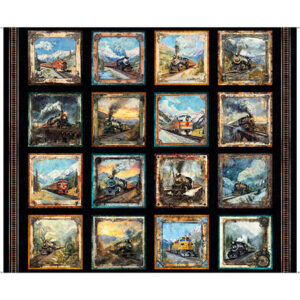 QT Fabrics - Steam & Steel Train Panel