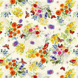 Clothworks - Fleur de Rose Butterfly Cream