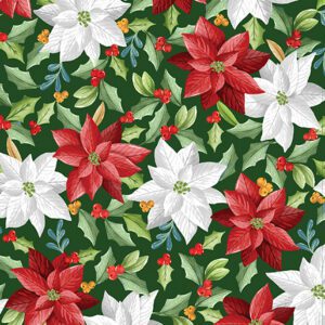 Benartex - Heartland Holiday Poinsettia Green