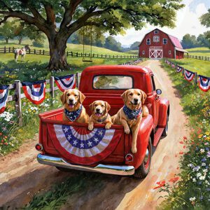 Hoffman Fabrics - Red Truck Road Trip Panel