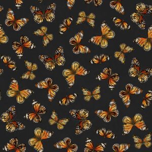 Lumin Fabrics - Monarch Meadows Butterfly Toss Black