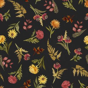 Lumin Fabrics - Monarch Meadows Floral Toss Black