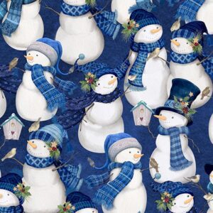 Wilmington Prints - Let It Snow Man Dark Blue Snowman