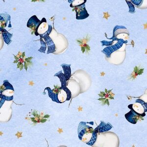 Wilmington Prints - Let It Snow Man Snowmen Light Blue