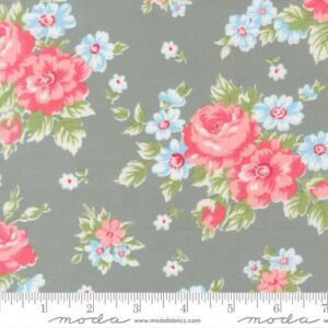 Moda - Cat Named Stitch Gray Floral