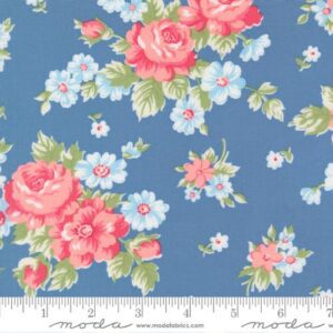Moda - Cat Named Stitch Blue Floral