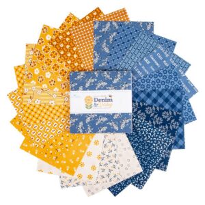 Riley Blake - Lori Holt Denim & Daisy 5" Square PreCuts