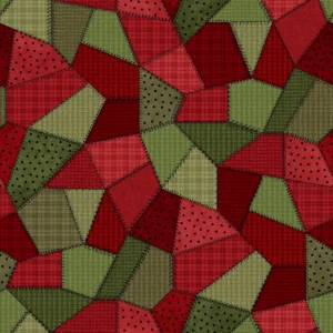 Maywood Studios - Patchwork Woolies Flannel Red and Green