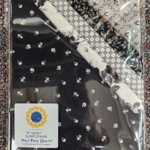 Sassy Sunflower Half Pack Quilt Kit- "Grey Trellis Ink & Ivory"