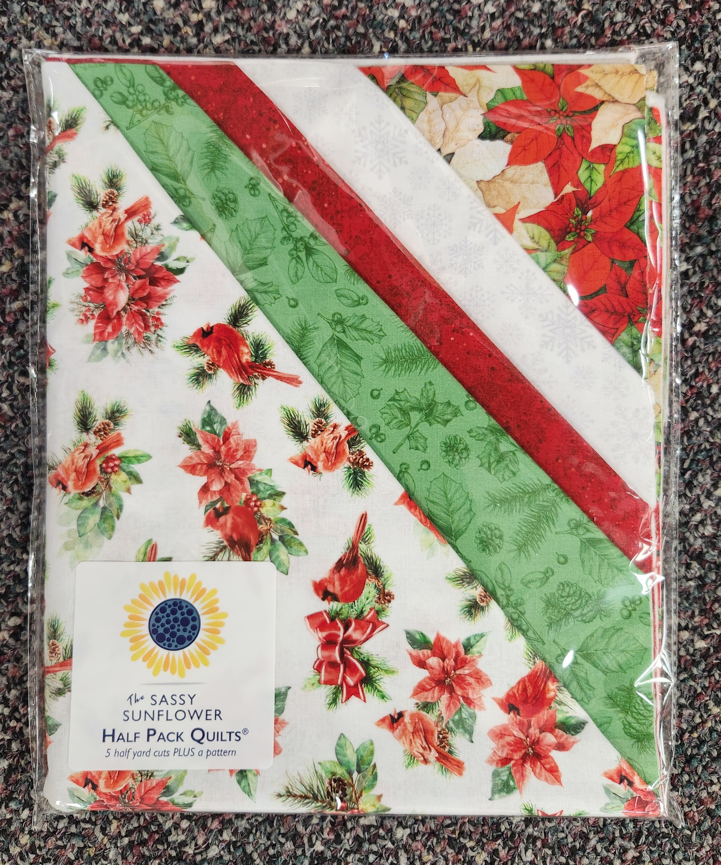 Sassy Sunflower Half Pack Quilt Kit- "WO Cardinals & Poinsettias"
