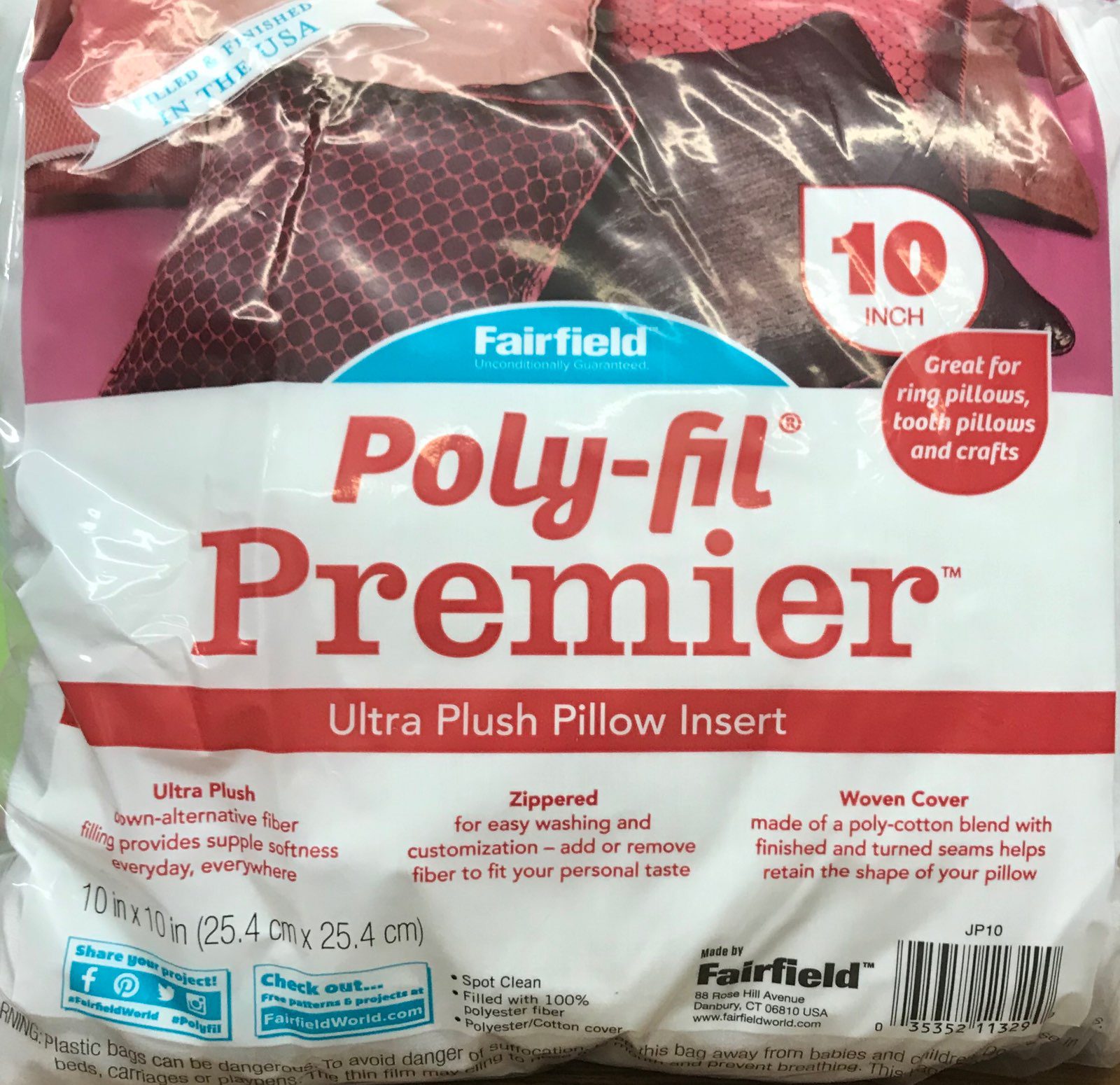 Pillow Form - Poly Fil Premier Ultra Plush Pillow Insert 10"x10"