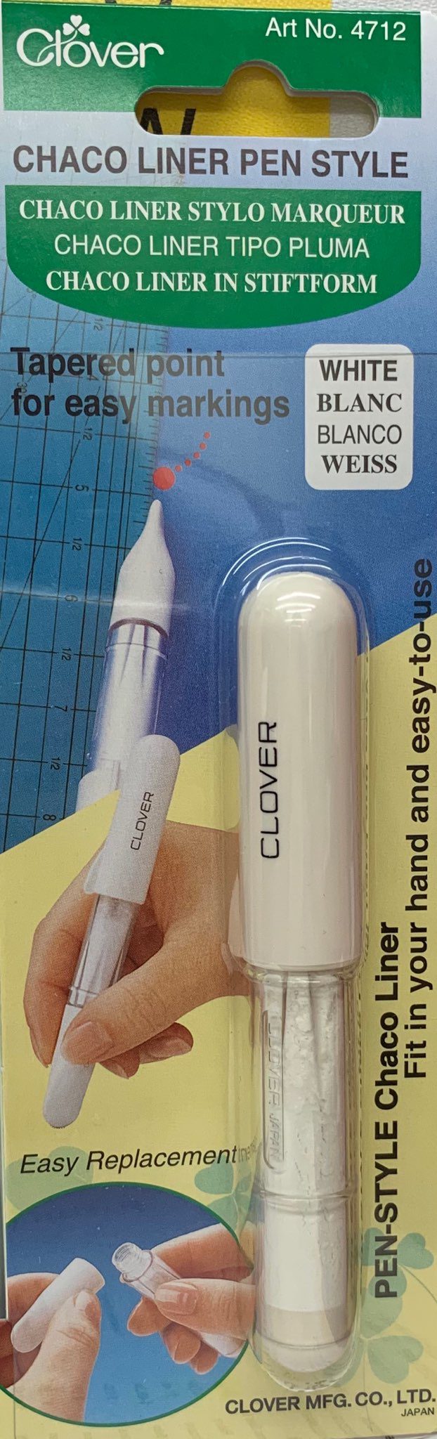 Clover - Chaco Liner Pen Style - White - Tapered Point for easy markings