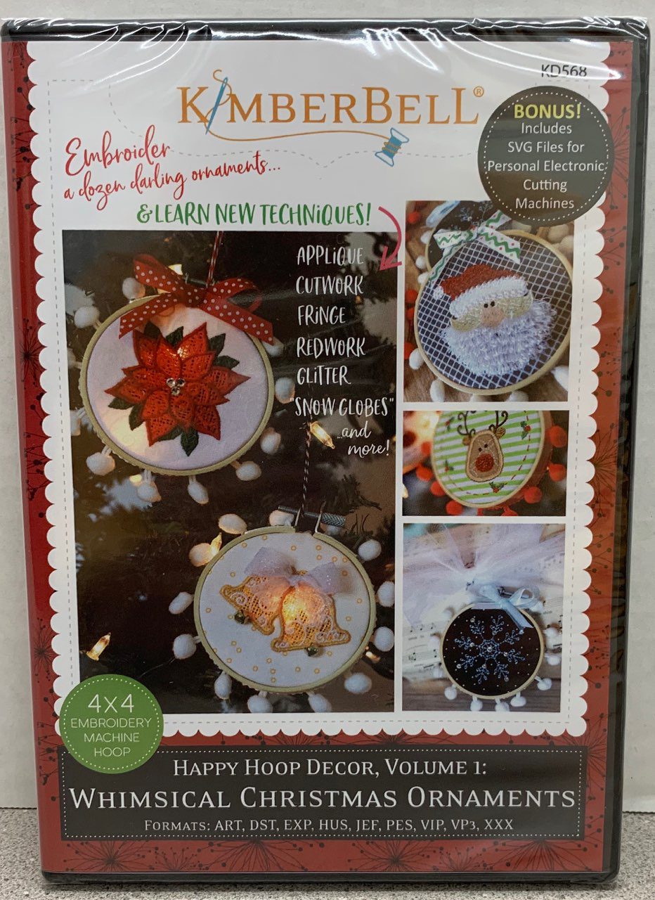 Kimberbell - CD - Happy Hoop Decor, Volume 1: Whimsical Christmas Ornaments- Machine Embroidery