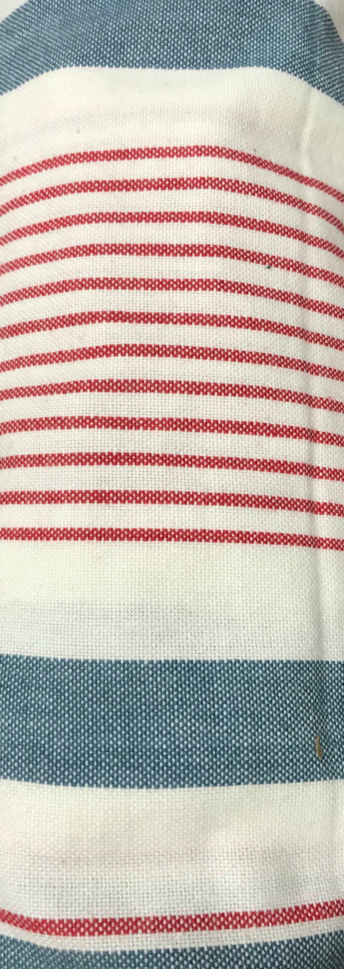 Picnic Point Tea Toweling - Small Red/Blue/White Stripe