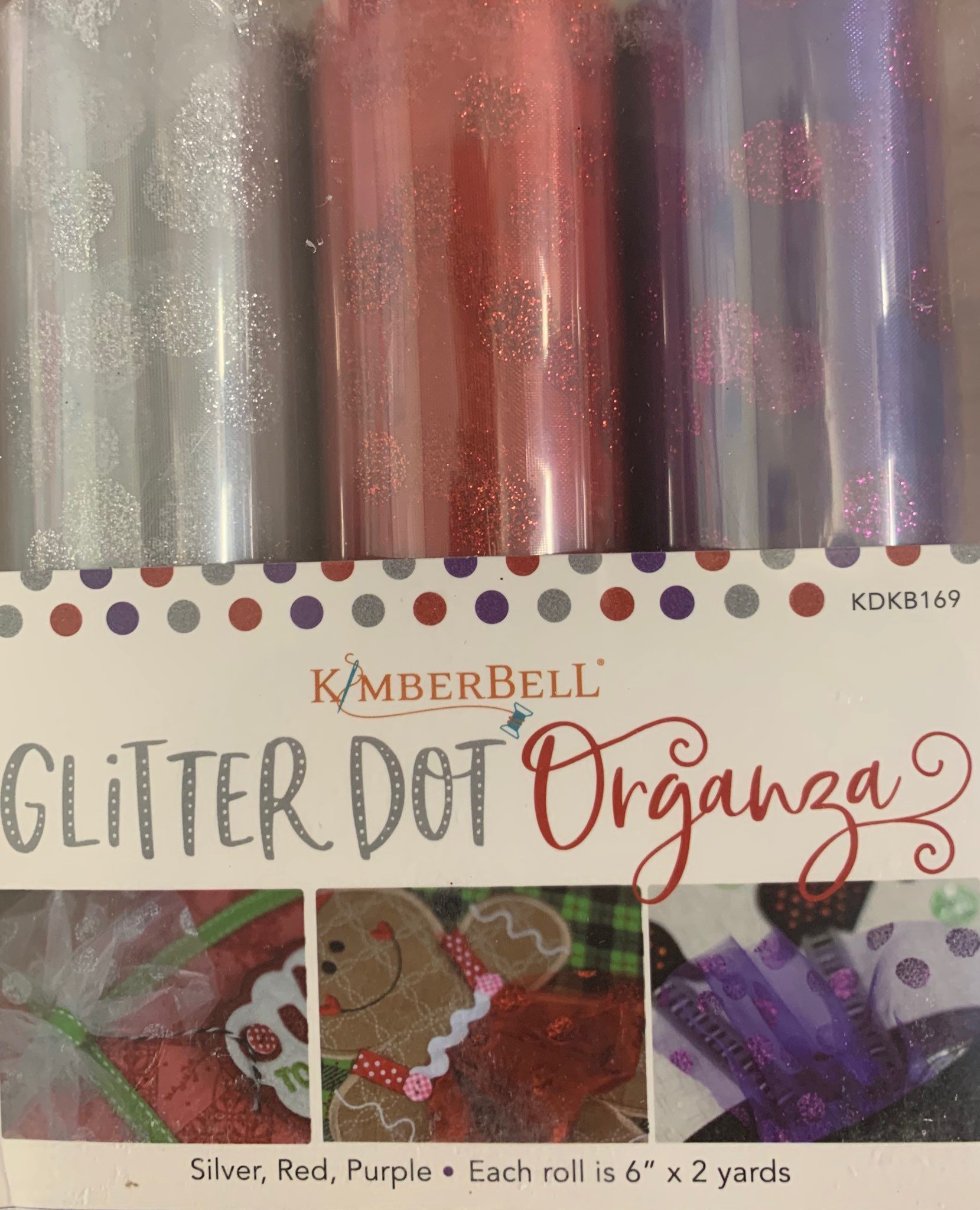 Kimberberll; Glitter Dot Organza - Red/Silver/Purple