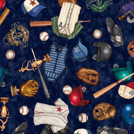 Quilting Treasures - American's Pastime - Ball Toss - Navy