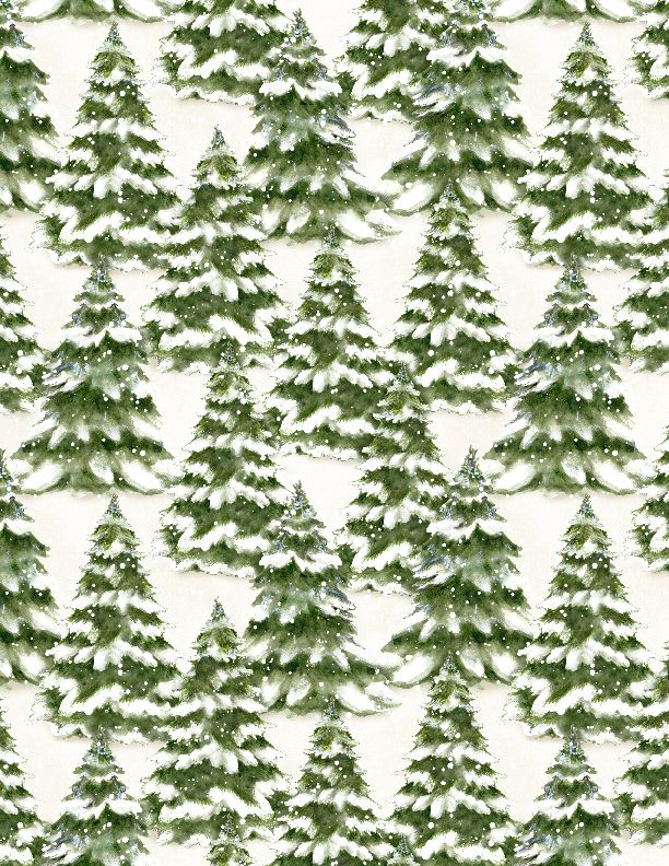 Wilmington Prints - Winter Forest - Trees - Cream