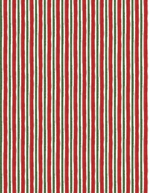 Wilmington Prints - Winter Forest -Stripes Cream Red Green