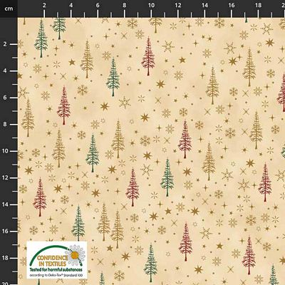 Stof Fabrics- Christmas is Near -Trees Beige/Gold