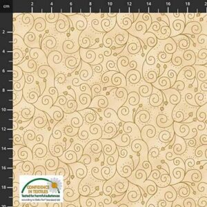 Stof Fabrics-Christmas is Near- Swirls Gold