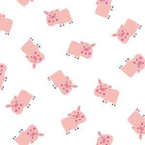 Michael Miller -Animal Alphabet - White Mini Pig