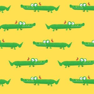 Michael Miller -Animal Alphabet - Yellow Alligator