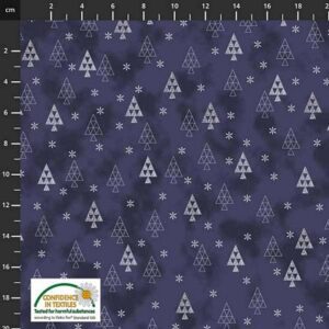 Stof Fabrics- Christmas is Near -Blue Silver Christmas Trees