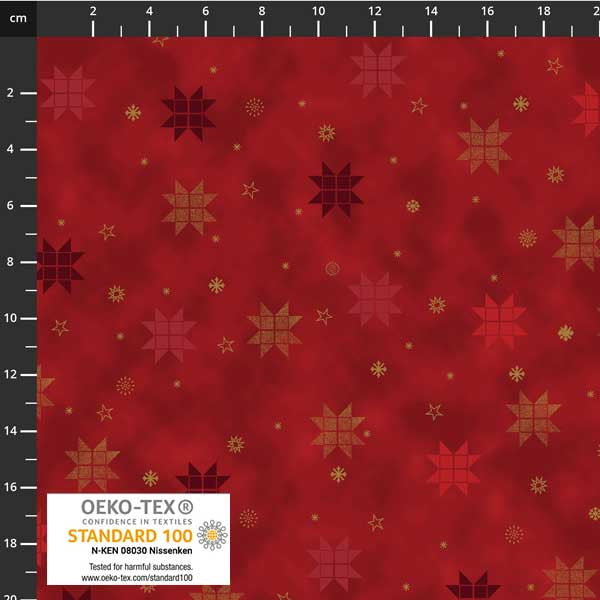 Stof Fabrics- Christmas is Near- Braided Stars Red/Gold