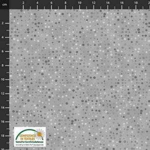 Stof Fabrics- Christmas is Near Dots on Grey/Silver