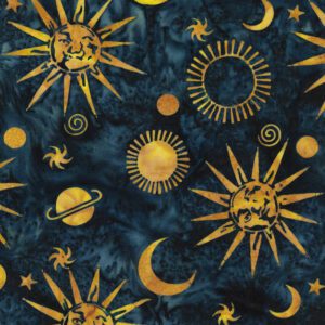 Island Batiks Celestials Navy Moon
