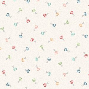 Andover- Makower UK- Sewing Room- White Scissors