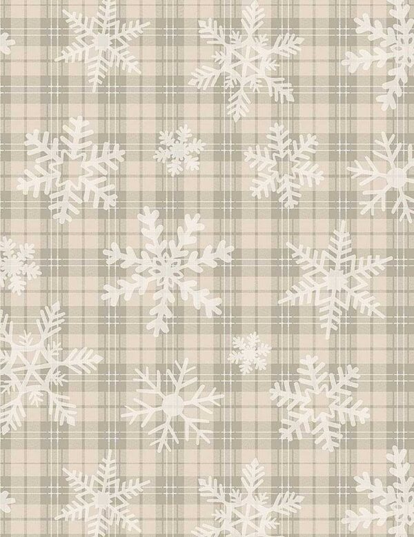 Timeless Treasures- Let It Snow - Natural Snowflakes on Plaid