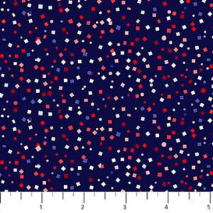 Northcott- American Spirit- Blue with Red & White Specks