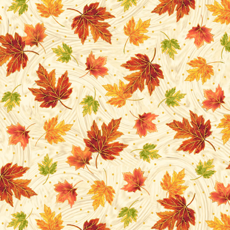 Quilting Treasures- Always Give Thanks- Cream Leaves