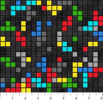 Northcott- Gaming Zone- Black Tetris